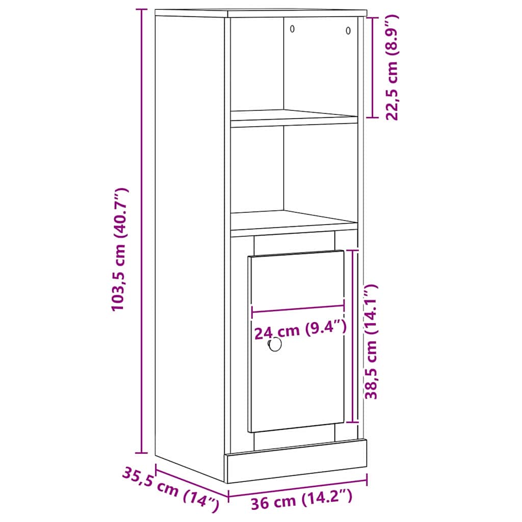 Highboard Black Oak Effect 132 x 35.5 x 103.5 cm