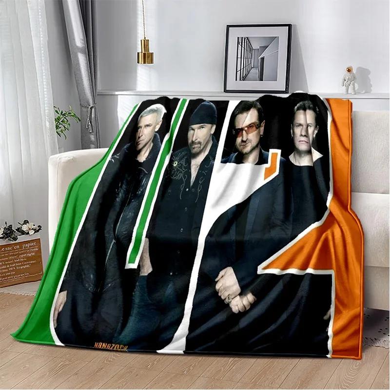 U2 Rock Bang Bono 3D Tisková deka, Měkká přehozová deka pro domácnost Ložnici Postel Pohovku Piknik Cestování Kancelář Krycí deka na odpočinek Děti