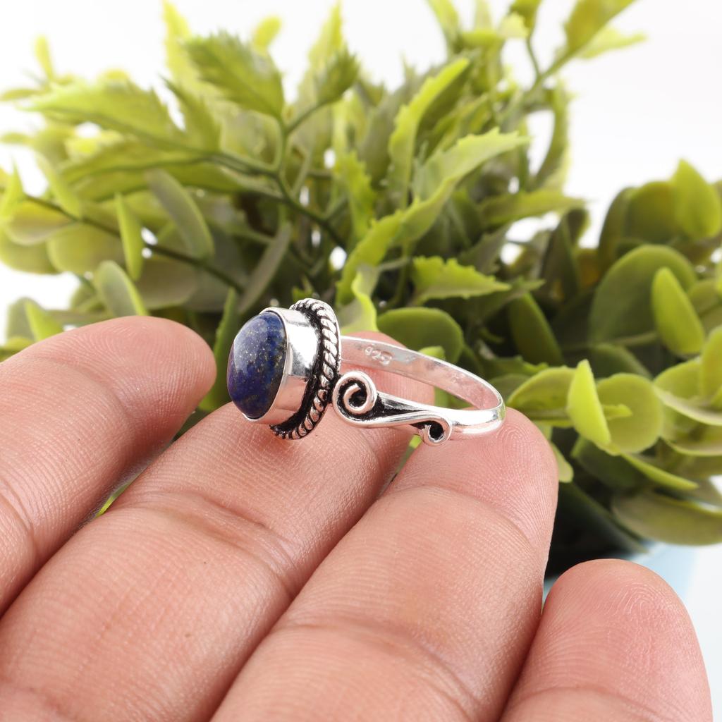 Lapis Lazuli Ring Håndlaget Smykke, 925 Massivt Sterlingsølv Ring Designer Edelstensmykke Gave Til Mor