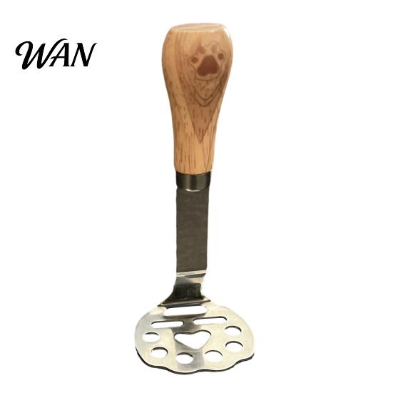 Hand-friendly Food Masher Stainless Steel Potato Masher, Standable Manual Vegetable Crusher with Comfortable Grip Wood Handle, Grinding Tool