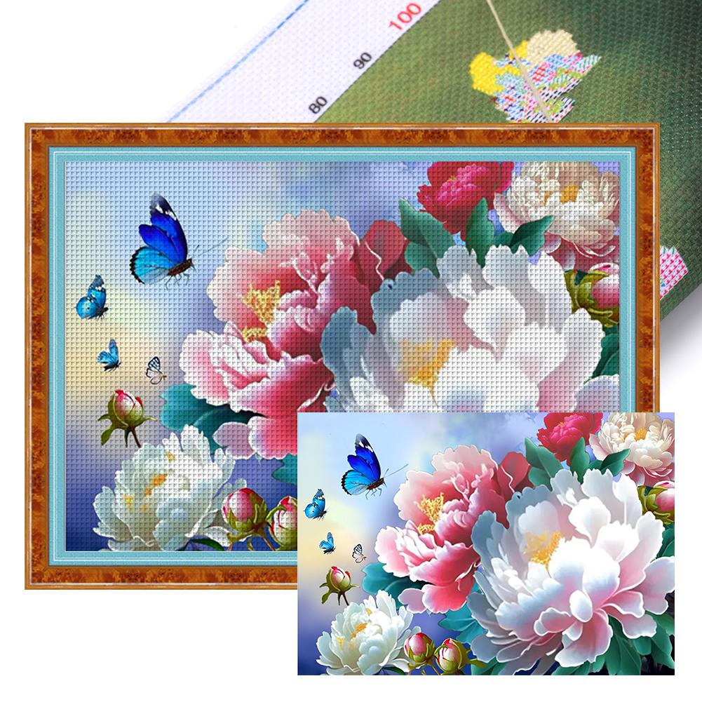 Full Embroidery Eco-cotton Thread 9CT Printed Flower Cross Stitch Kit Art