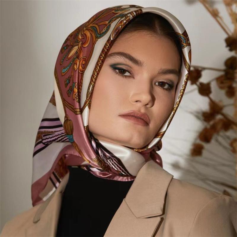 90*90cm Casualowa Moda Drukowana Flora Kwadratowe Szale Szaliki Satynowa Damska Chustka Apaszka Damska Opaska na Głowę