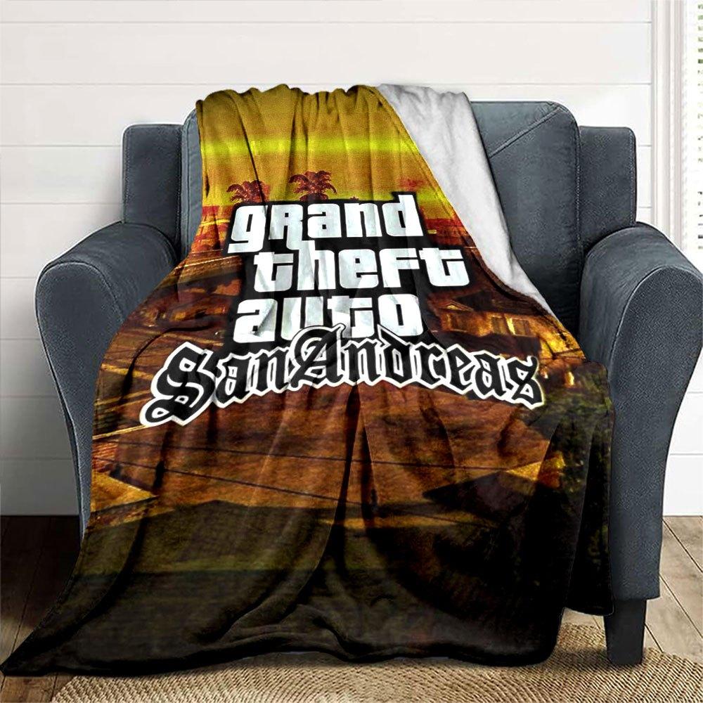 1pc Grand Theft Auto Soft Flannel Blanket with Designer Print A Cozy Blanket for All Seasons, Perfect for the Couch, Bed, Office