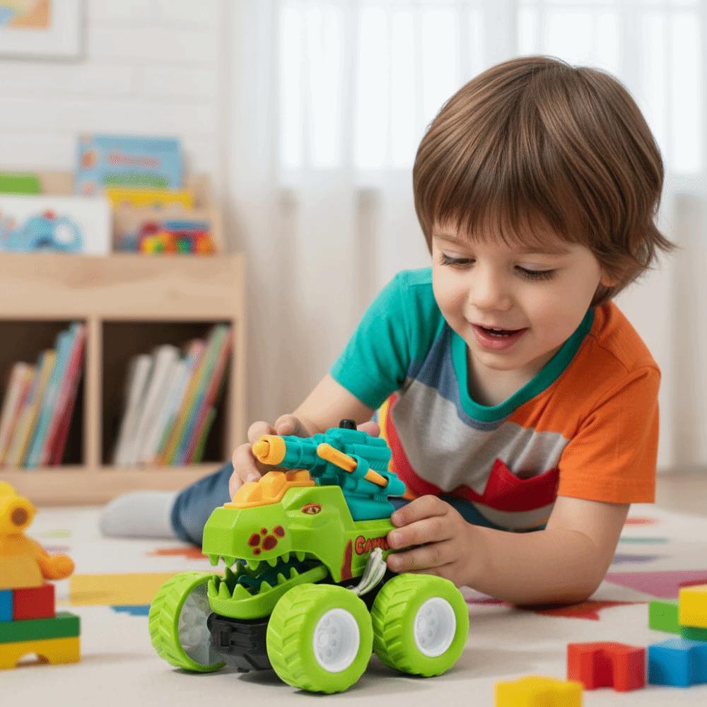 Inertial Sliding Dinosaur Car Toy Cartoon Design Deformation Car Toy Action Collision Toy  Kids Toy