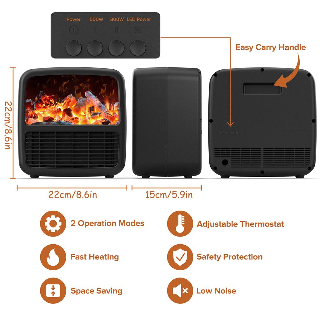 Electric Heater Fan with Handle Desktop Winter Warmer for Household Office Overheating Protection