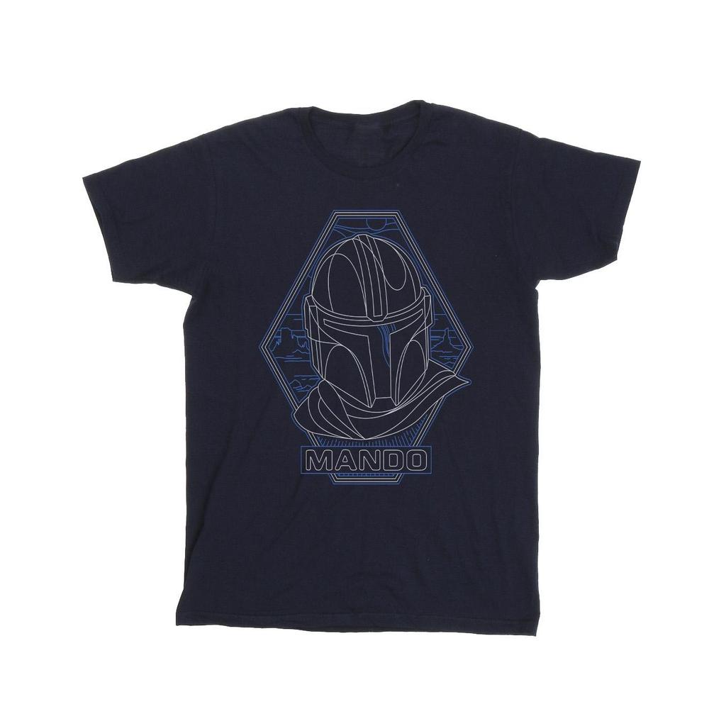 STAR WARS Mens The Mandalorian Outline Helm Diamond T-Shirt