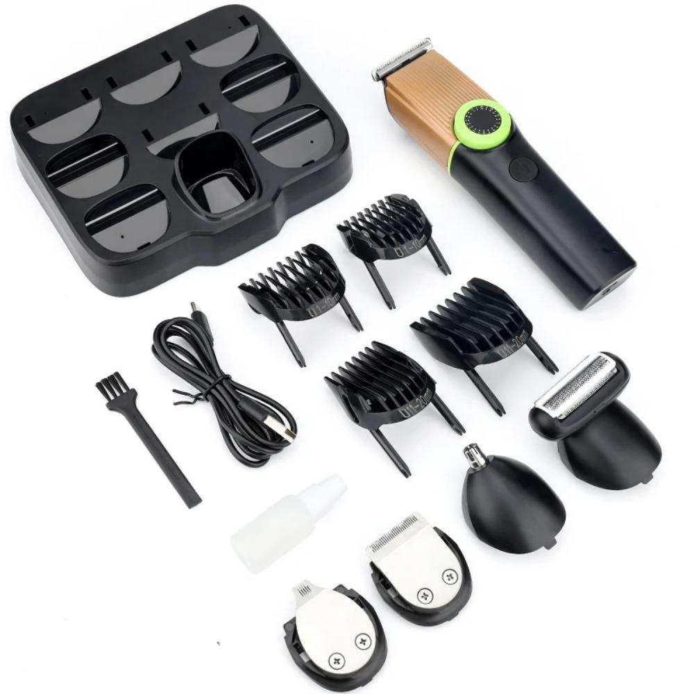 Men's 5-in-1 Professional Electric Hair Trimmer LCD Hair Clipper Shaver Rechargeable Body and Nose Hair Trimmer Set