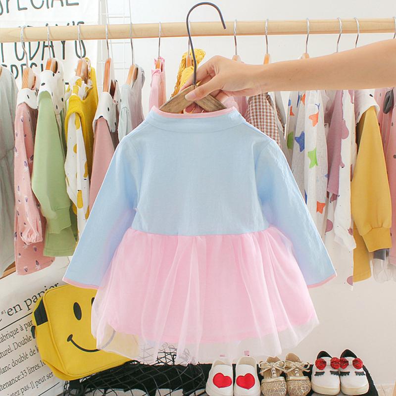 Girl Baby Cotton Dress Long Sleeve A-line Skirt Han Style Button Collar Ancient Gauze Puffy Dress
