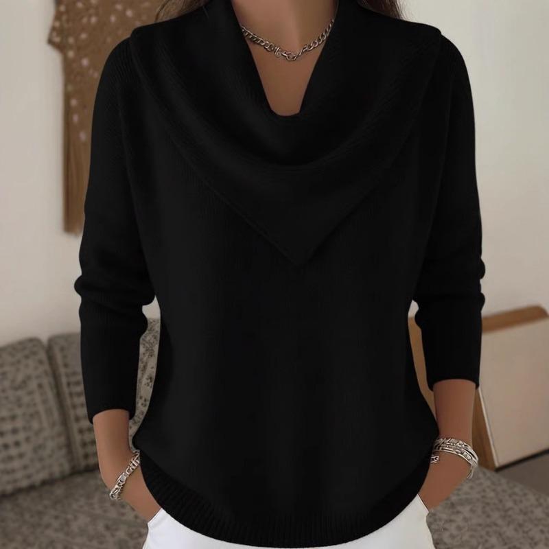 Женские осенние и зимние новинки: однотонные топы и свитеры с длинным рукавом 2XL чёрный