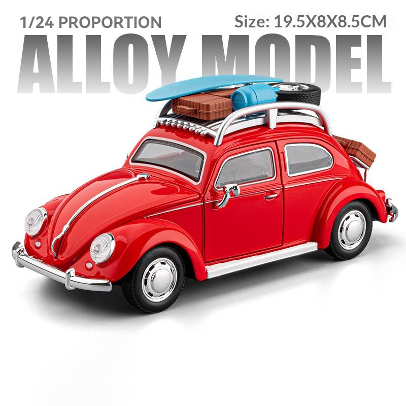 Beetle alloy die-cast car model 1/24 simulated sound and light retro car toy collection ornament holiday gift