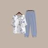 Women's Loose Fit Floral Printed Two Piece Outfit Half Sleeve T-Shirt Elastic Waist Pantsuit