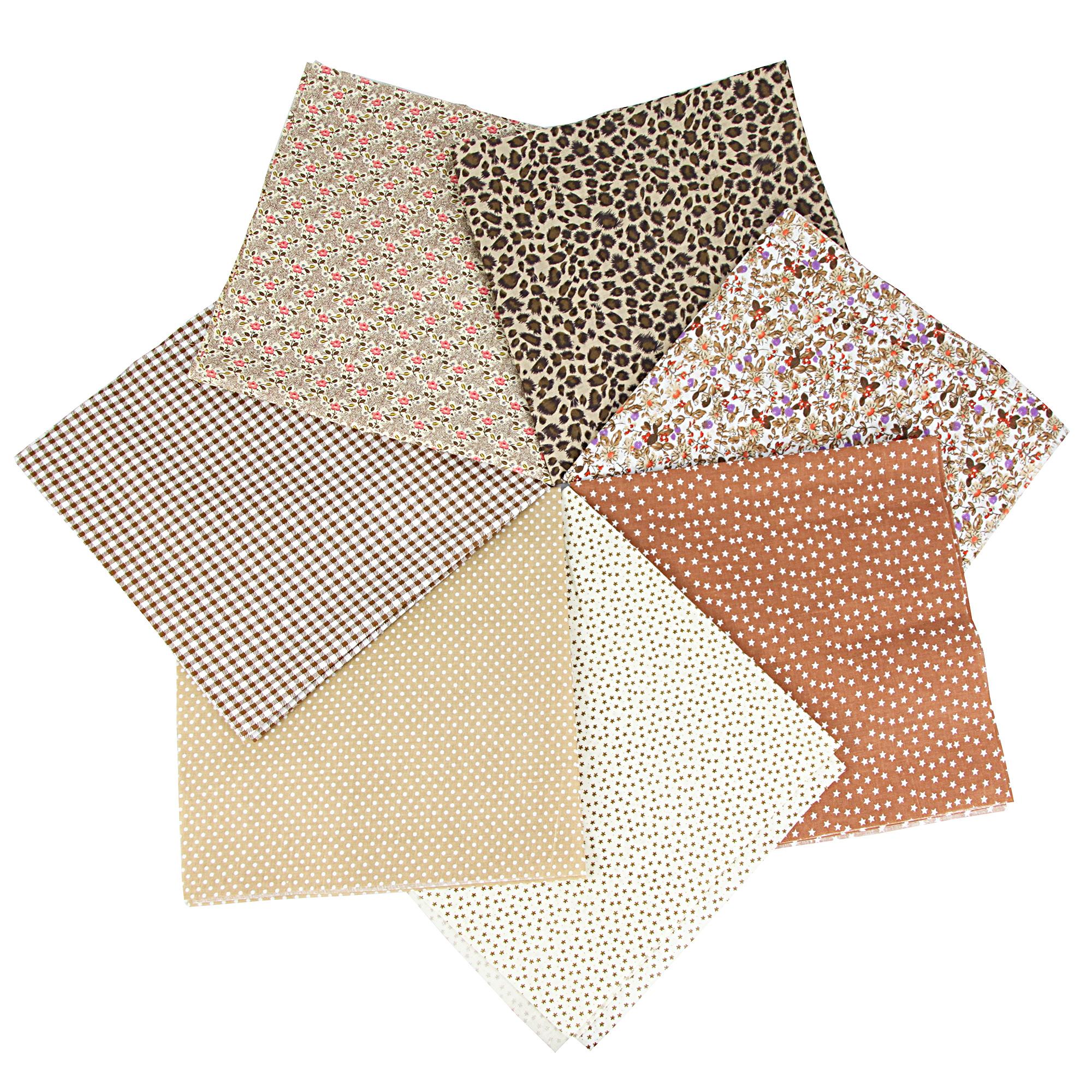 

7PCS 25 x 25CM Squares Cotton Craft Fabric Cloths for DIY Bundle Patchwork Quilting Sewing Scrapbooking Artcraft 7PCS of 25x25cm кавовий