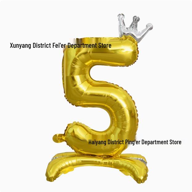 32-Inch Ins Style Digital Standing Crown Base Foil Balloon for Children's First Birthday
