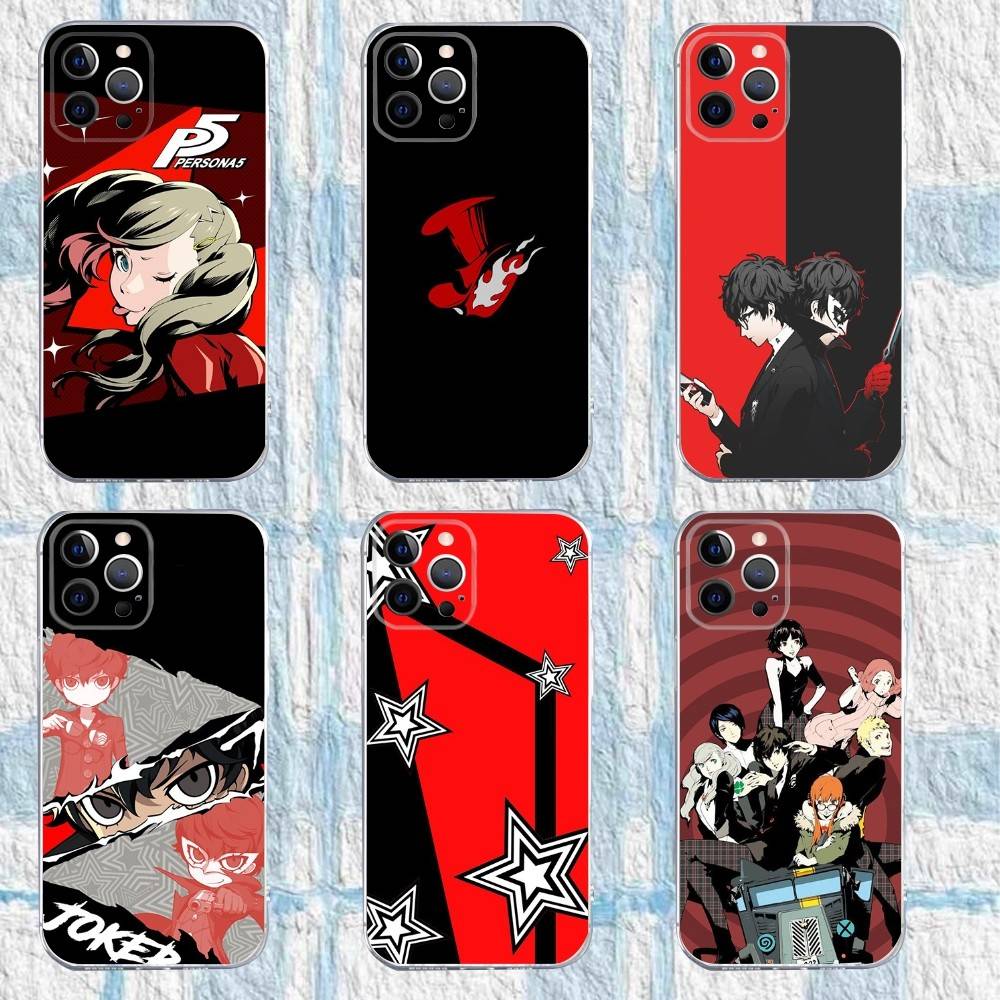 Game P-Persona 5 Phone Case For iPhone 16,15,14,13,12,11 Pro,Max,Plus,X,XS,XR,SE,Mini Transparent Silicone Soft