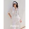 Blacknini "Delicate Set" Light and Smooth Feeling Ice Sand Texture Classic Style Long Sleeves Shirt/Pants