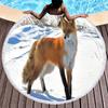 Kawaii Fox Round Beach Towel,Wild Animal Print Beach Blanket,Soft Woodland Animal Themed Rustic Fox Print Pool Towel Picnic Mat