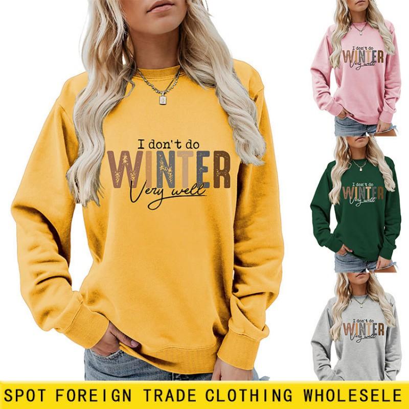 Womens Long Sleeve Round Neck Graphic Print Loose Fit Sweatshirt Casual Fashion Top