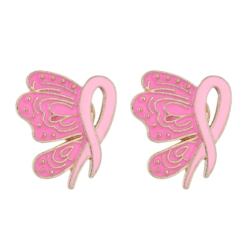 10Pcs Cancer Awareness Ribbon Brooch Pins For Women Butterfly Shape Decorative Lapel Pin For Clothing Embellishments