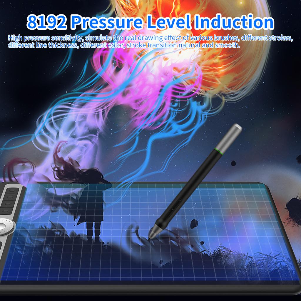 BOSTO T1060 10 x 6 İnç Dijital Sanat Grafik Çizim Tableti Pilsiz Kalem 10 Kalem Ucu 8192 Seviye Basınç 8