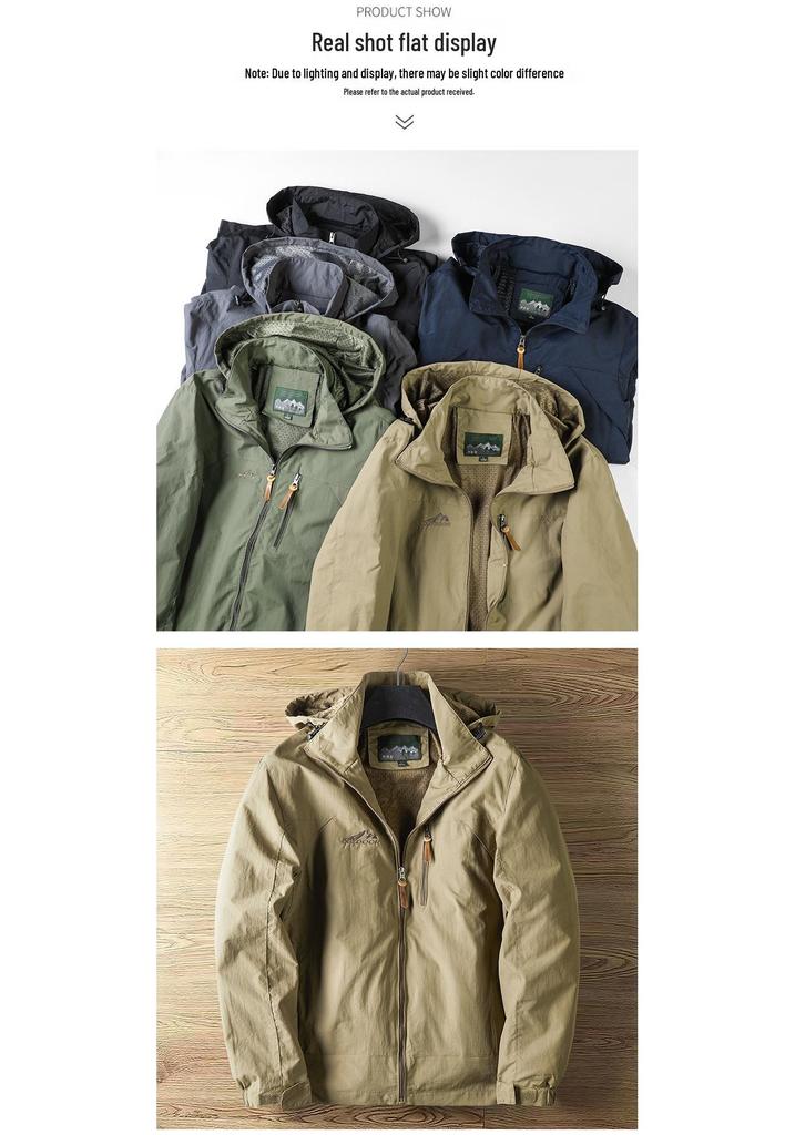 Men's Spring & Autumn Lightweight Windproof Waterproof Jacket with Detachable Hood