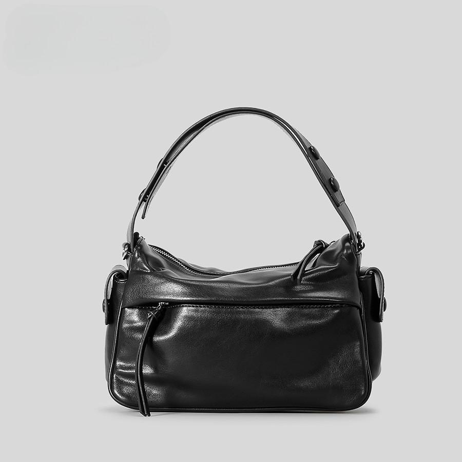 Ielgy Fashion Soft Leather Boston Bag Shoulder Diagonal Simple Commuter Handbag