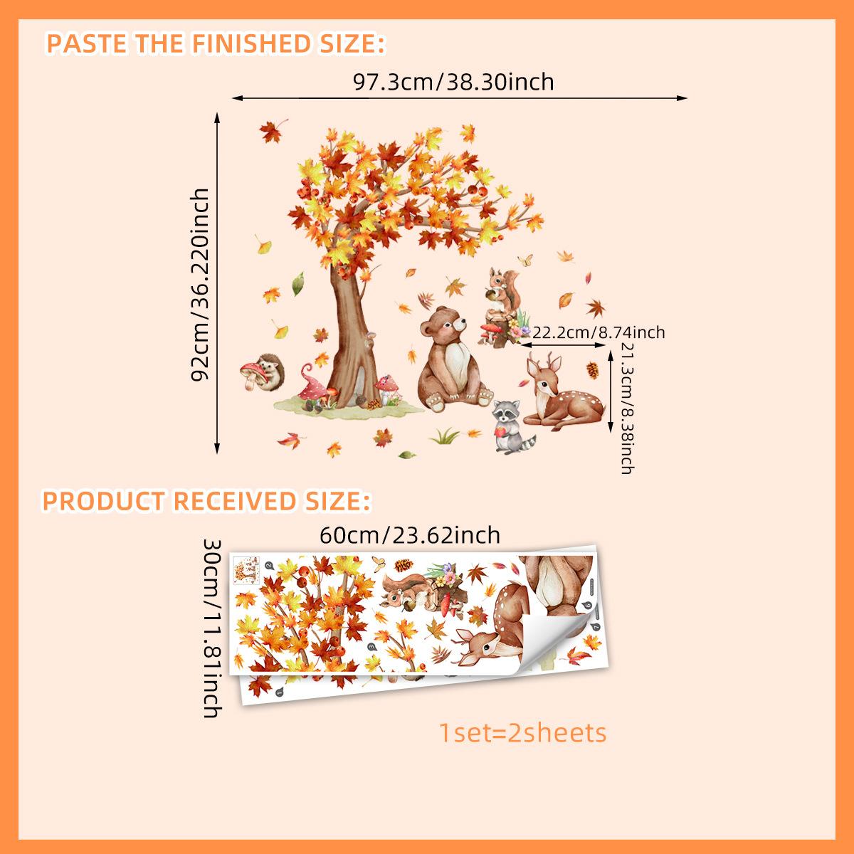 

Ms7624 Autumn Harvest Bear Hedgehog Elk Animal Wall Sticker Living Room Bedroom Background Decoration Sticker, Large Quantity Can Be Negotiated