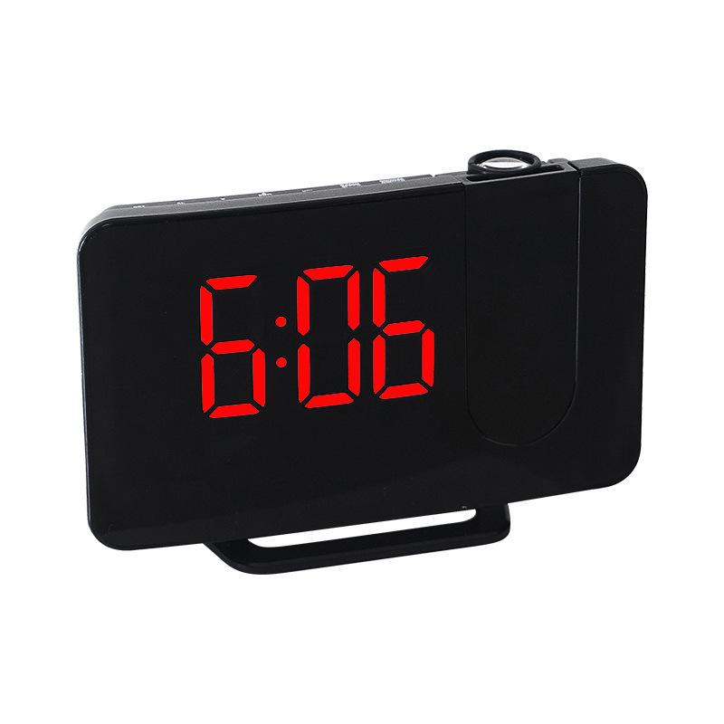 0716 Dual Alarm Clock with Large LED Display, Curved Surface, and Radio Projection