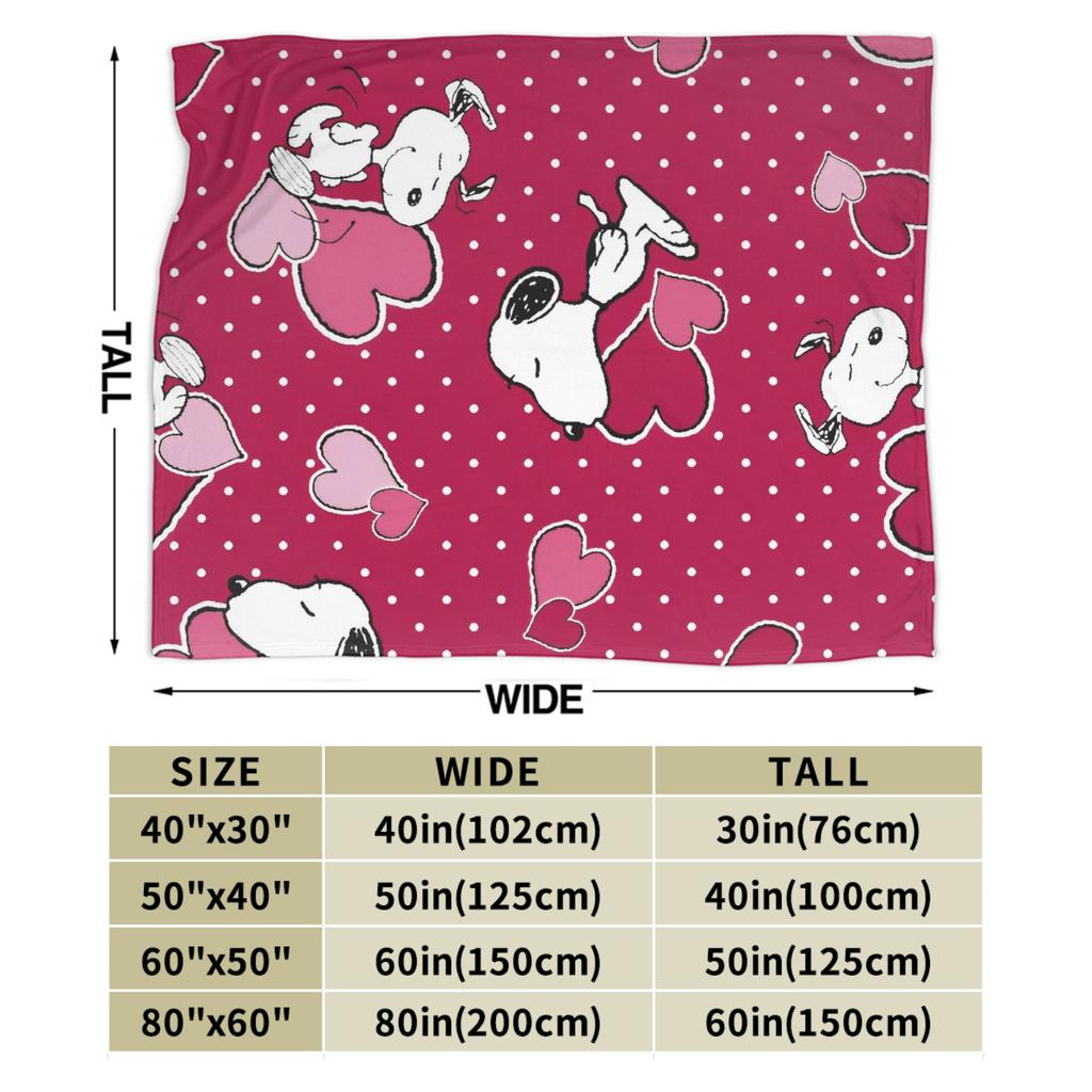 Snoopys Heart Love Flannel Throw Blankets Cartoon Blanket for Bed Travel Super Soft Bedspread,