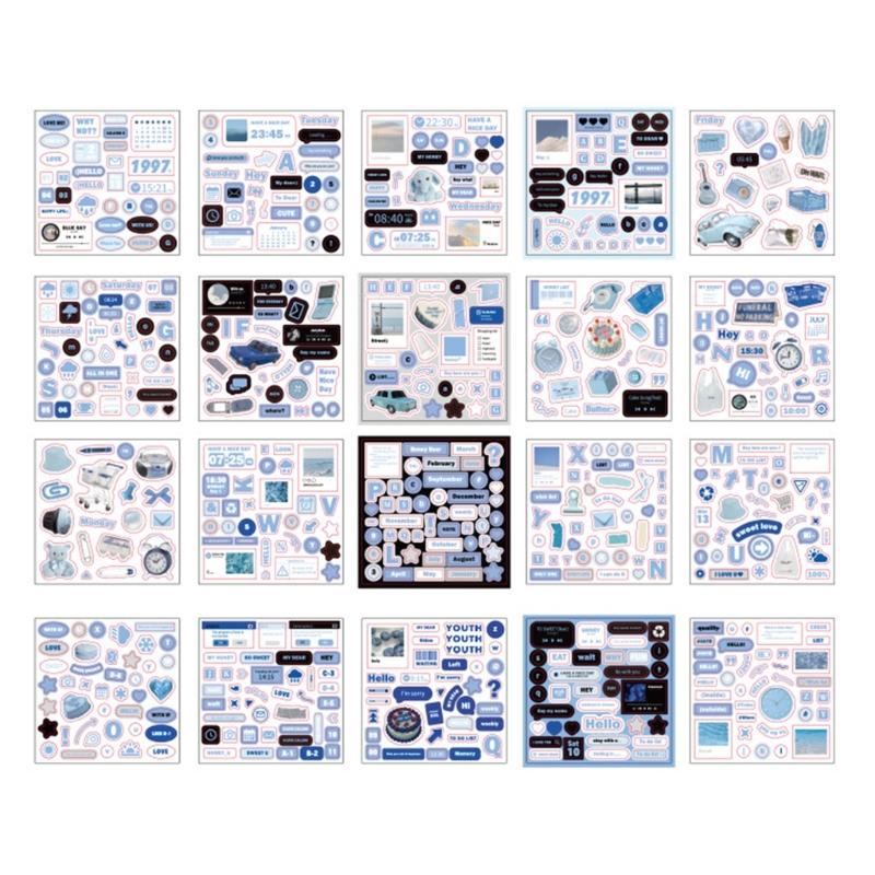 20 Blatt Scrapbooking-Sticker Ästhetische Dekorative Sticker Hintergrund-Sticker für Journal Album Planer Dekoration