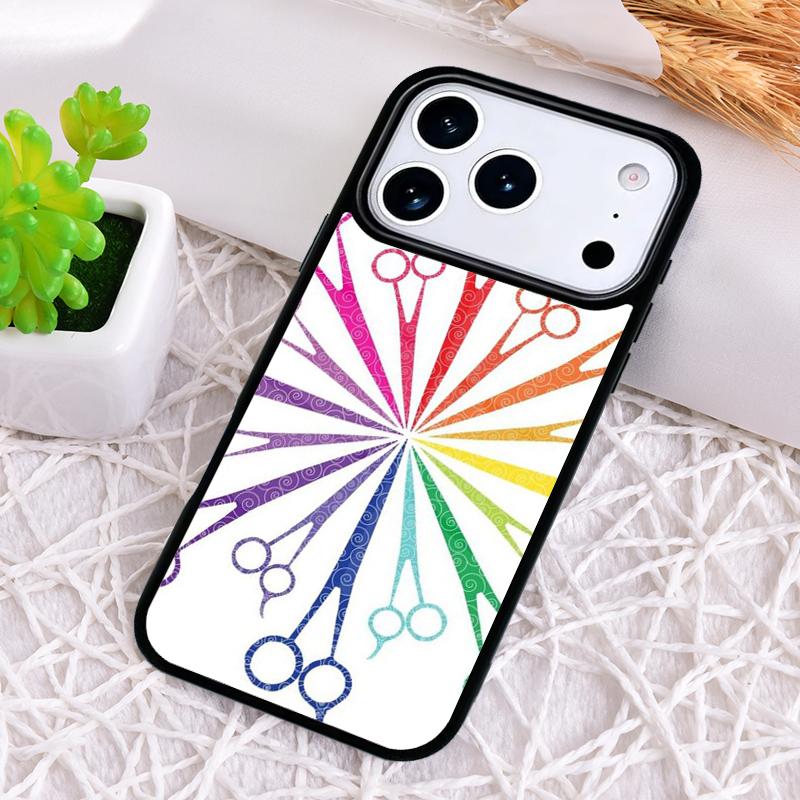 Hair Stylist Scissors Brush Switch Phone Case for iPhone 17 Air 16 15 11 12 14 13 Pro Max Shockproof Cover