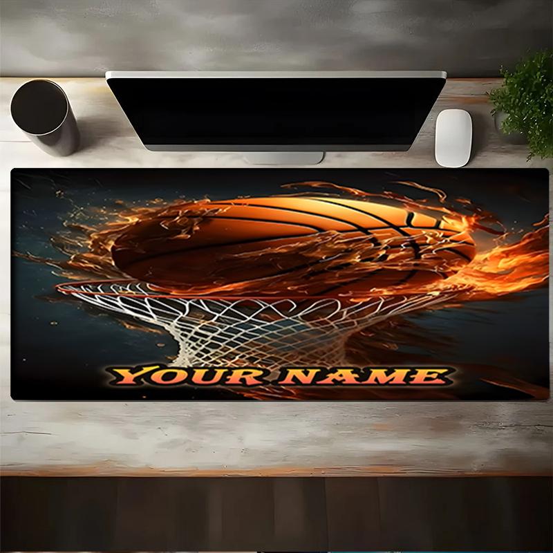 1PC Custom Name Basketball Fire Hoop Artwork Mouse pad, keyboard and mouse desk pad, for computer notebook  Birthday Gift For Any Room Or Office