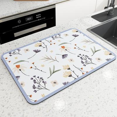 1pc Drying Mat Modern Simple Tableware Drying Carpet Kitchen Dish Bar Draining Mat Water Cup Dining Table Table No-Wash