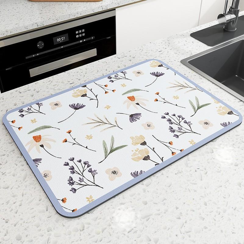 Quick-Dry Absorbent Coaster & Drain Pad for Kitchen Countertops