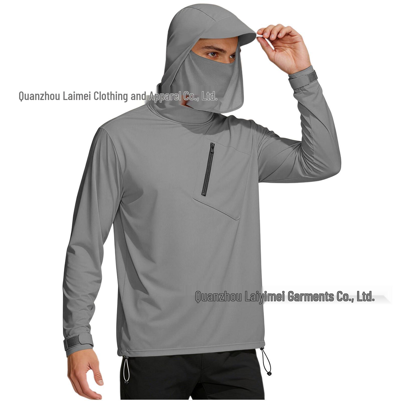 UPF50+ Hooded Sun Protection Ice Silk Fishing Jacket for Men M