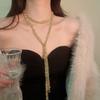European & American Geometric Glass Beaded Tassel Necklace – Stylish High-End Sweater Chain