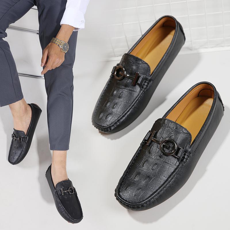 Fashion Stylish Style Men Casual Shoes Comfortable Loafers Crocodile Pattern Male Slip on Flats Leisure Walk Man Moccasins Driving Shoes