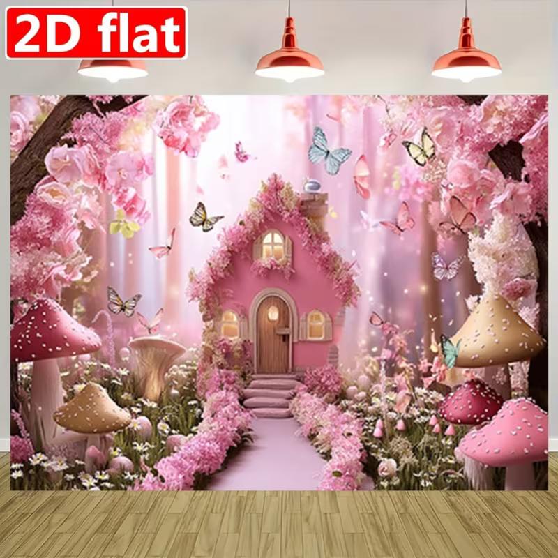 2D Enchanted Forest Fairy House Backdrop Children's Party Photo Booth
