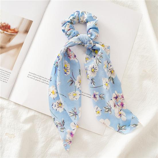 Hair Tie Floral Print Long Ribbon Hair Rope Easy to Wear Bun Half-Tied Hairstyles Ponytail Holder Hair Accessory
