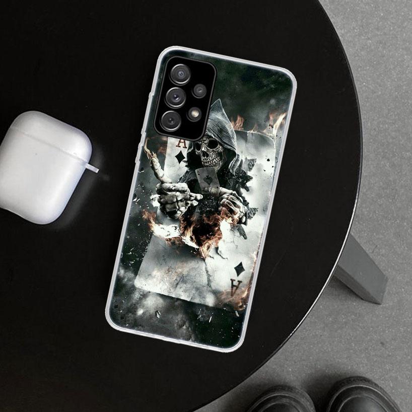 Reaper Skull Skeleton Gun Phone Case for Samsung Galaxy A17 A16 A26 A36 A56 A57 A37 A15 A25 A35 A55 A14 A24 A34 A54 A13 A23 A33