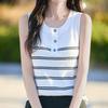 Navava Women Ribbed Sleeveless Knit With Stripe Point Nk2944