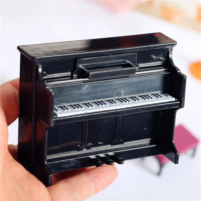 Plastik Puppenhaus Miniaturklavier mit Hocker Mini Puppenhaus Instrumentenmodell