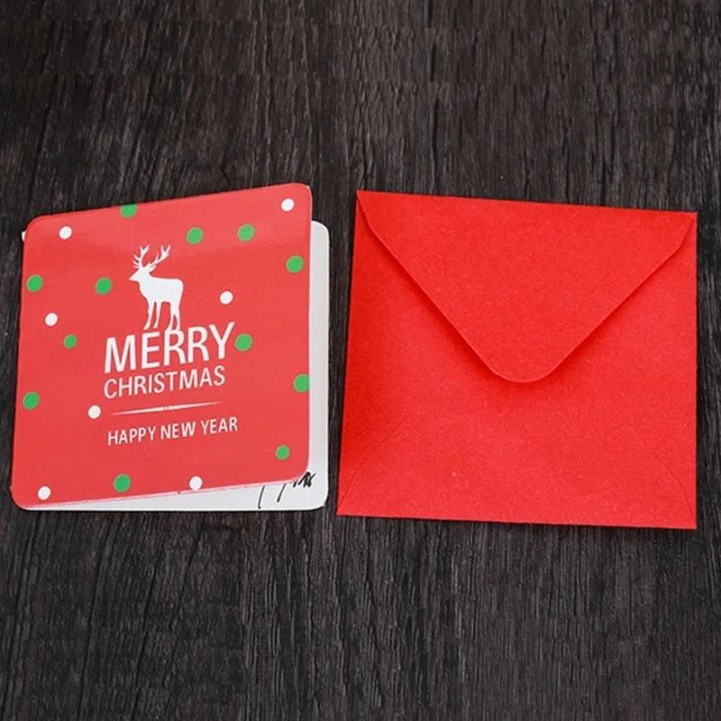 24 Pcs/lot Christmas Greeting Card Mini Blessing Card Envelope Holiday Party New Year's Party Invitation Card Postcard Gift Card