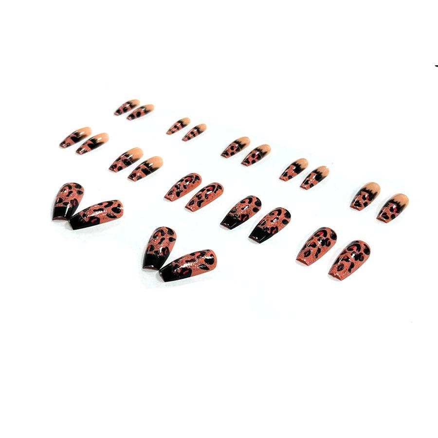 Leopard Print Versatile Cool Style Nails - 24-Piece Autumn/Winter Whitening European/American Collection