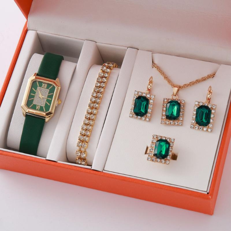 New Square Roman Watch Gem Bracelet Set Square Belt Watch Square Gem Bracelet Set