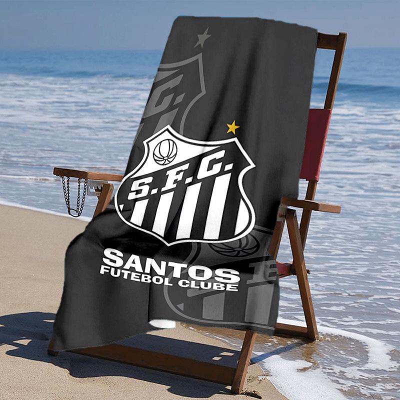 proof beach towel with Santos SFC logo pattern - soft,absorbent,quick-drying,machine washable - perfect for swimming,camping,bathing