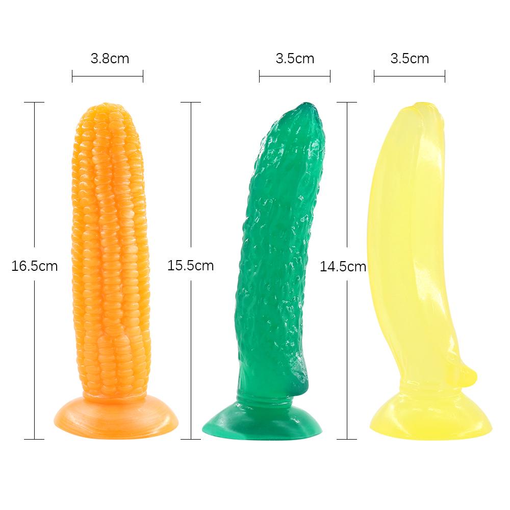 Realistic Dildo TPR Suction Cup Artificial Cock Cucumber Corn Shape Banana Penis Sex Toys for Woman
