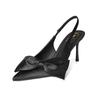 Fashion High Quality Satin Bow Designer Brand Sandals Women Pointed Toe Thin Heel Back Strap Slide Sandals Elegant Comfort Dress Shoes