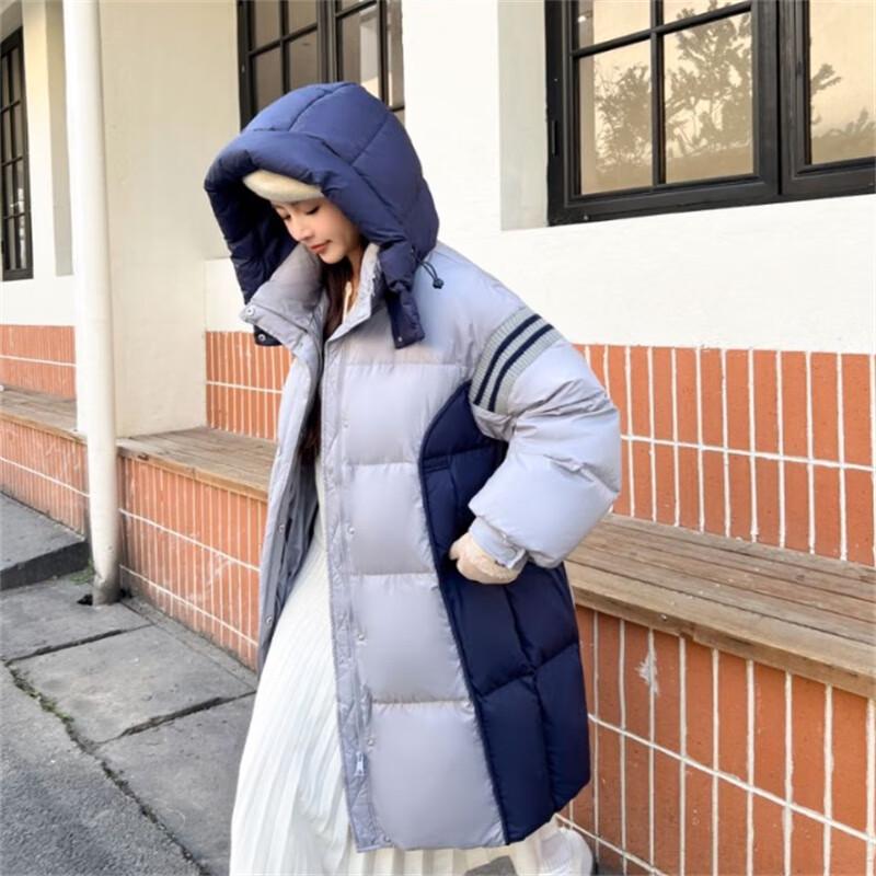 

YAYA 2024 Women s Long Hooded Colorblock Down Coat M
