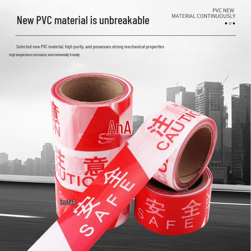 OLOMM Red & White Safety Warning Tape