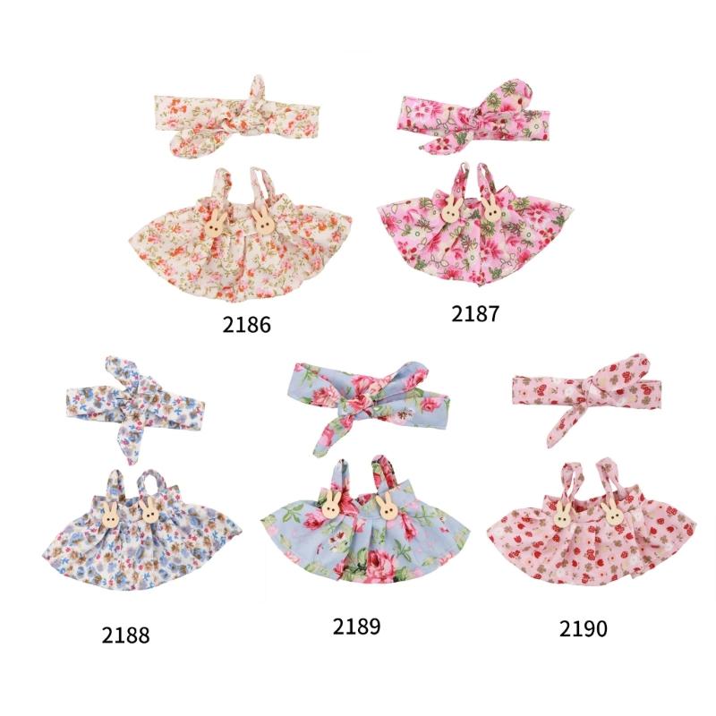 Fashionable Doll Clothes for 17cm Figure Dolls with Bowknot Hairband and Skirt Suitable for Adult Kids Doll Display